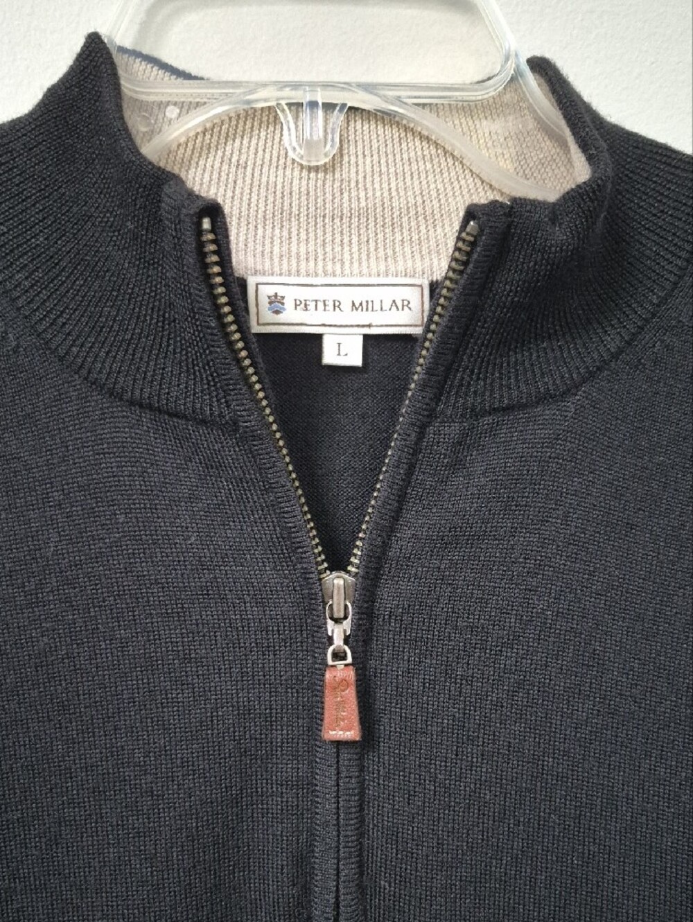 Peter Millar Men's L Black 1/4 Zip 100% Italian Merino Wool Sweater Classic Golf - Picture 4 of 6